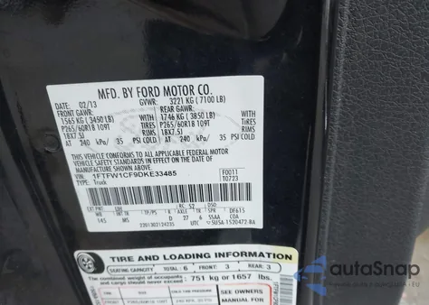 2013 Ford F-150 Xlt from USA, damaged, VIN 1FTFW1CF9DKE33485